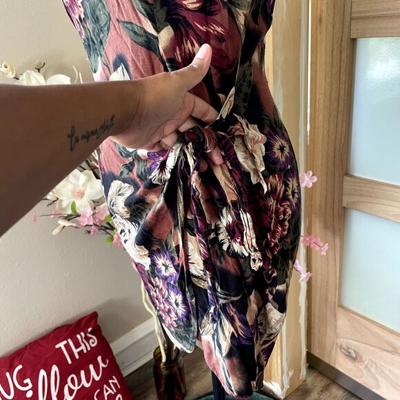 Knapp Studio Women Floral Casual Fall Autumn Colors Woman Wrap Mini Dress - Picture 6 of 14